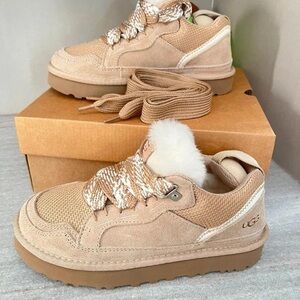 UGG LOWMEL Sand Sneakers - Suede & Canvas Combo, Casual Comfort